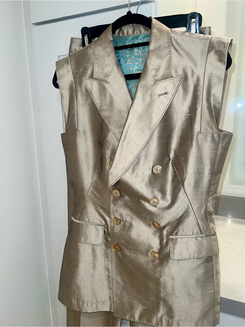Jean Paul Gaultier Metallic Silk Pantsuit-LIKE NEW - Picture 5 of 12
